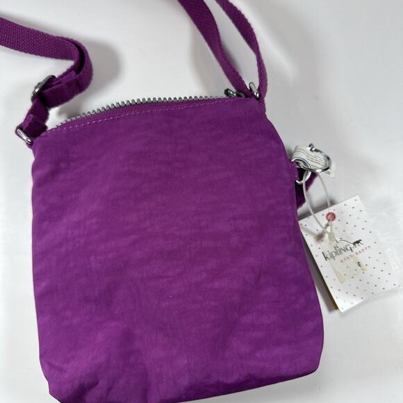 Kipling Purse Purple Garden Alvar XS Monkey Included Crossbody Adjust Strap NWT! - Picture 2 of 7